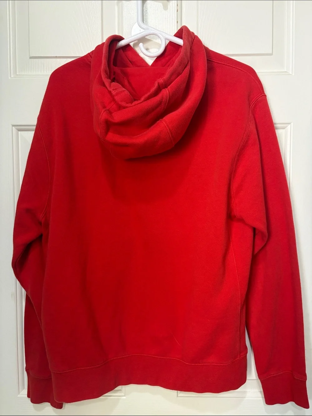 Nike Men’s Red Pullover Hoodie with White Swoosh